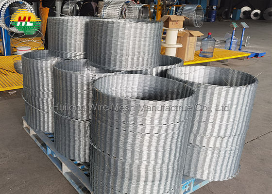 HUILONG 18 ইঞ্চি রেজার ওয়্যার কয়েল, 50Ft ক্লিপড কনসার্টিনা ওয়্যার